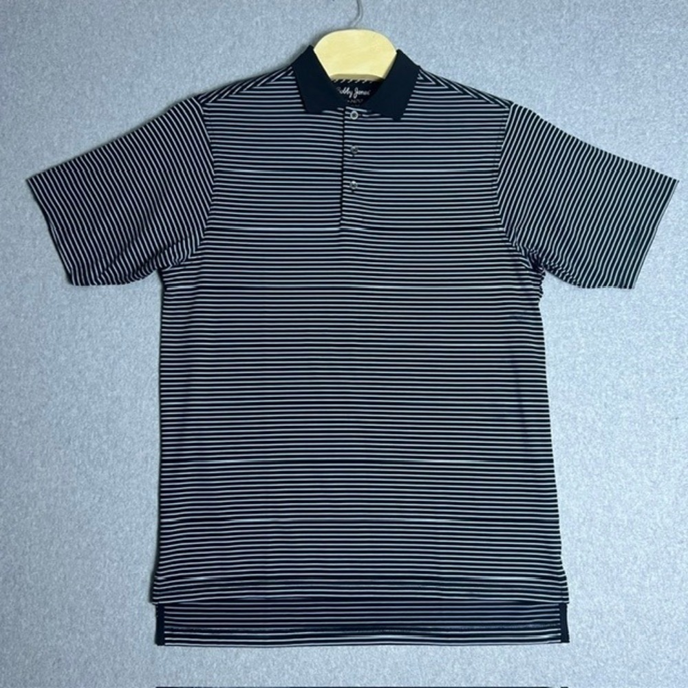 Bobby Jones X-H2O Men's Black and White Striped Golfing Polo Shirt‎ Size Large
